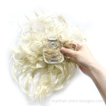 Natural Synthetic Wig Top Refills Female White Hair Wigs Invisible Top Refills Fluffy Short Curly Hair accessories